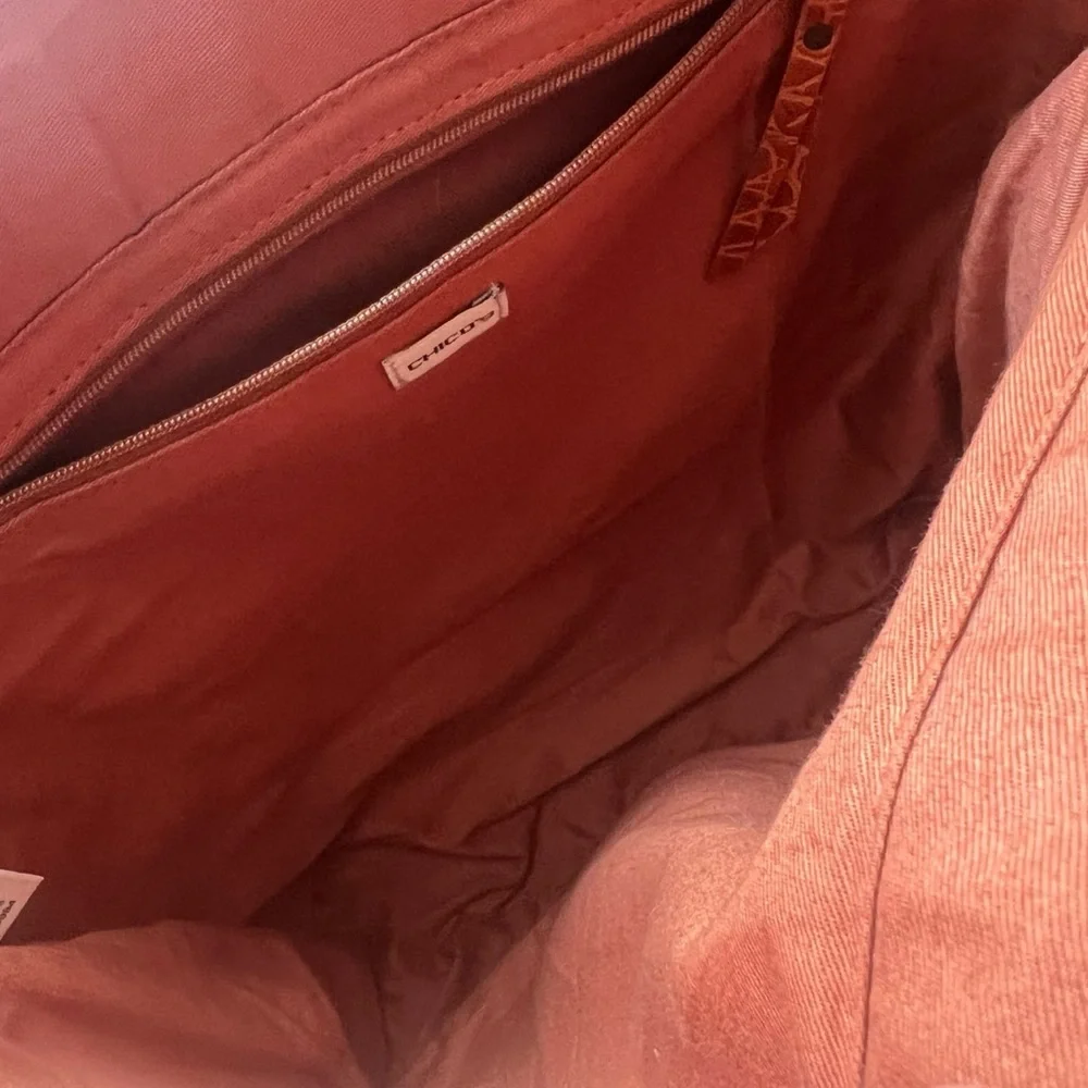 Chico’s Burnt Orange Croc-Embossed Leather Purse | NWOT | Structured Work Bag